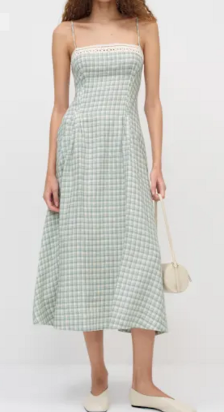 Reformation Pomona Linen Dress Blue - Size 6